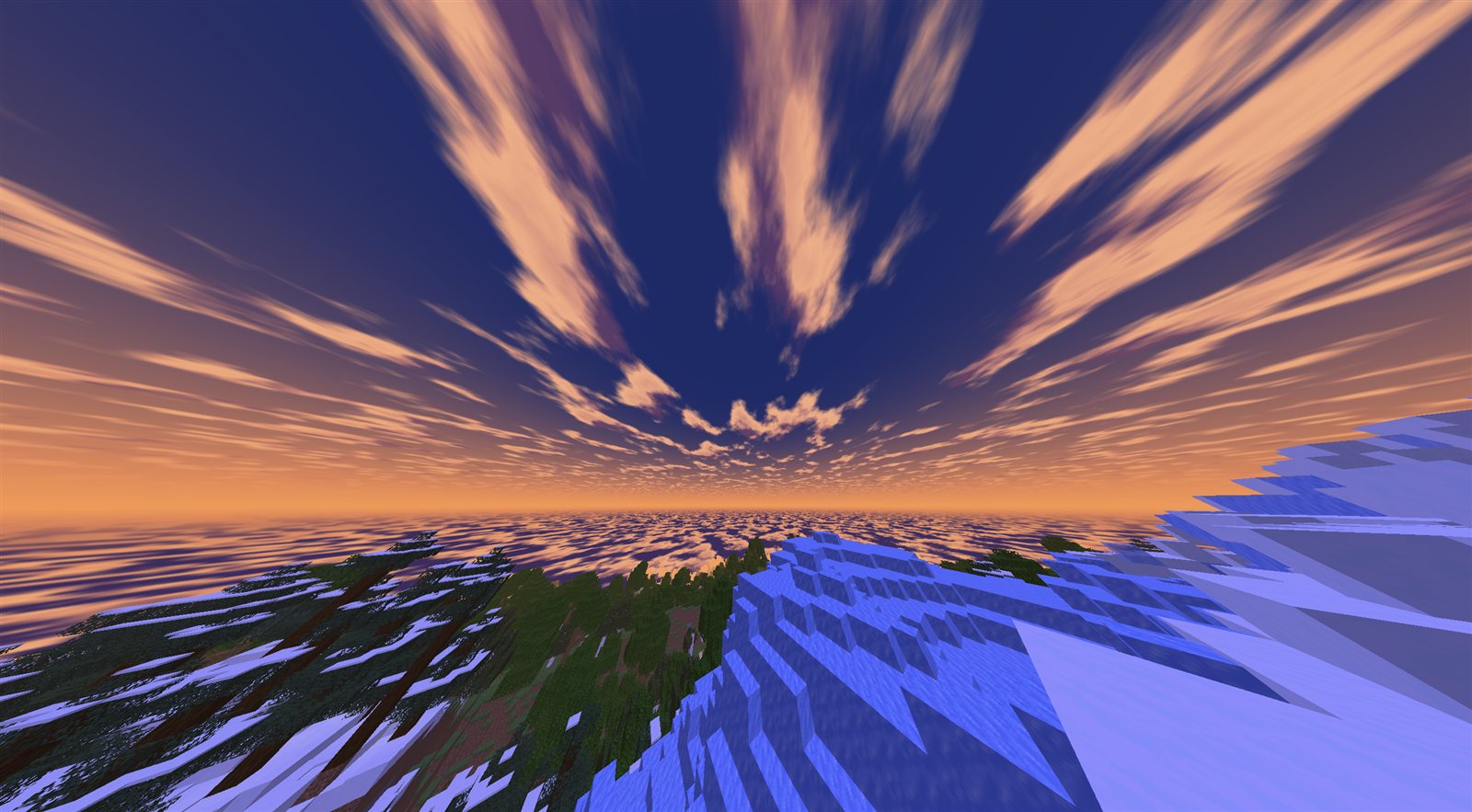 Sky Shader sunset over a snowy landscape
